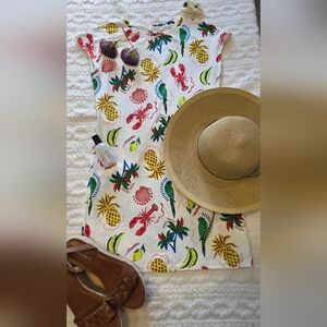 Boden White Tropical Print Mini Dress